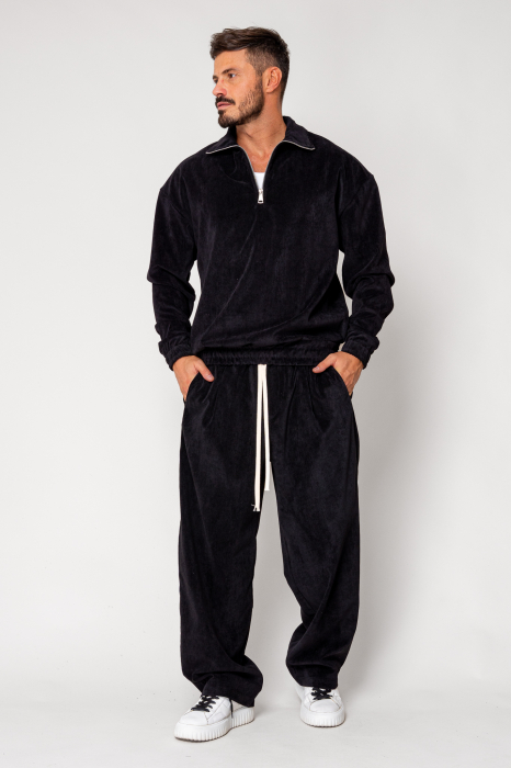 Set Blouse with short zipper and long pants Black [2]