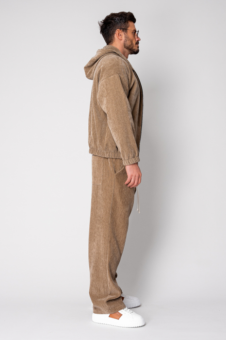 Set Velvet Hanorac cu fermoar si pantalon lung Beige [3]