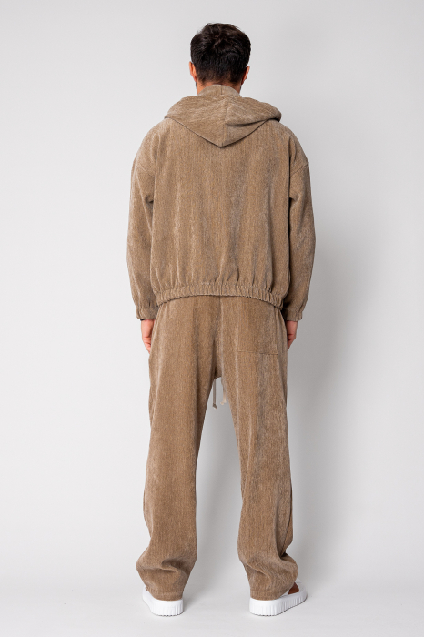 Set Velvet Hanorac cu fermoar si pantalon lung Beige [4]