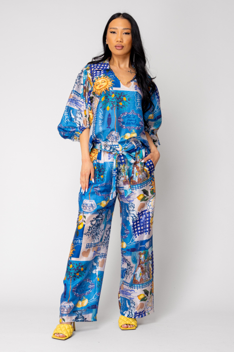 Set Capri bluza si pantalon lung print lamai [2]