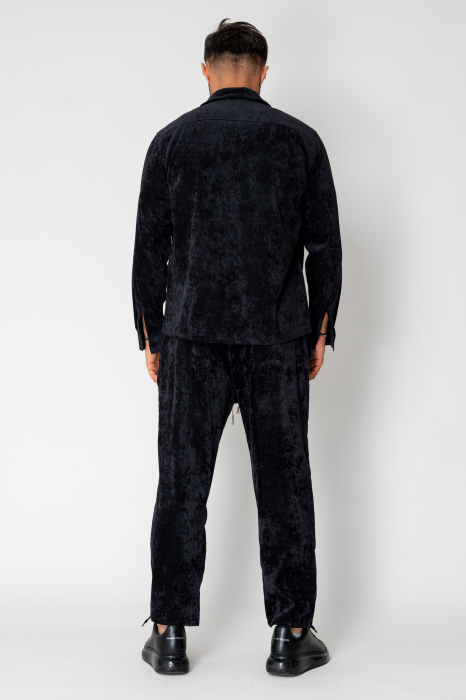 Set Velvet Blouse with buttons and Long Pants Black [3]
