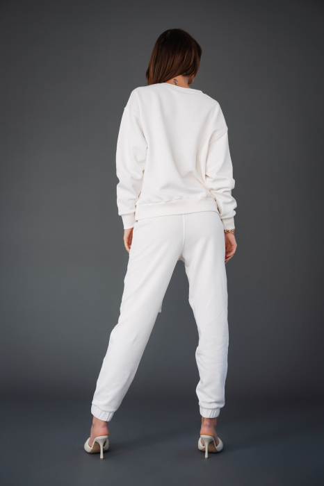 Set Bluza Easy Car imprimata si pantalon Oversized Off White [3]