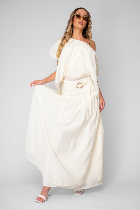 Set Bluza si Fusta lunga din mix de matase Light Yellow [2]