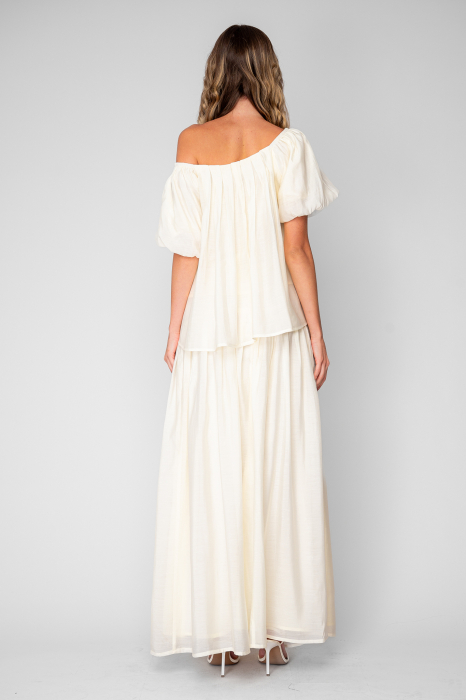 Set Bluza si Fusta lunga din mix de matase Light Yellow [4]