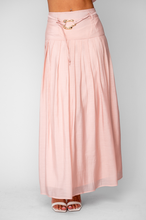 Set Bluza si Fusta lunga din mix de matase Rose Quartz [9]