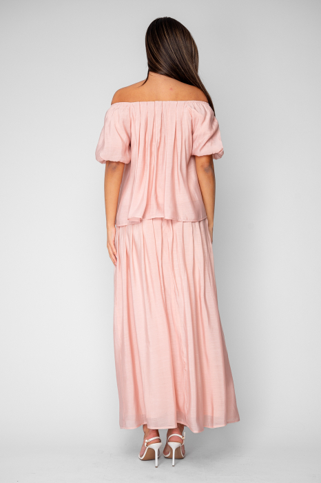 Set Bluza si Fusta lunga din mix de matase Rose Quartz [5]