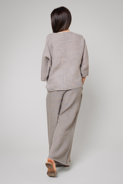 Set Kalie Blouse and long Pants100%  Linen Warm Taupe [4]