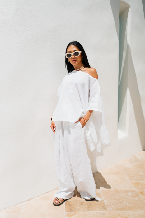 White Blouse and Long Pants Set [4]