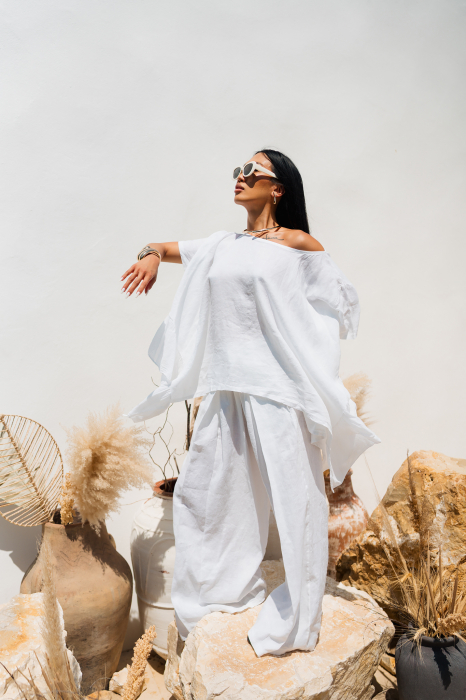 White Blouse and Long Pants Set [7]