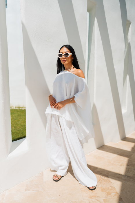 White Blouse and Long Pants Set [2]