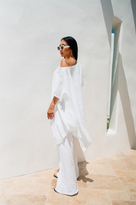 White Blouse and Long Pants Set [5]