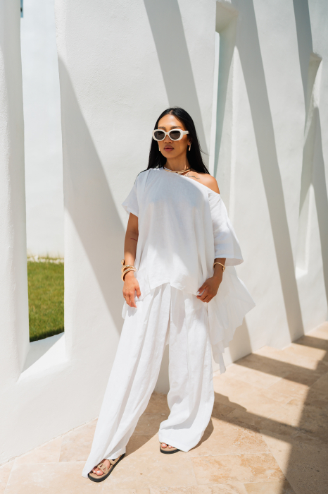White Blouse and Long Pants Set [3]