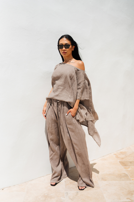 Taupe Blouse and Long Pants Set [4]
