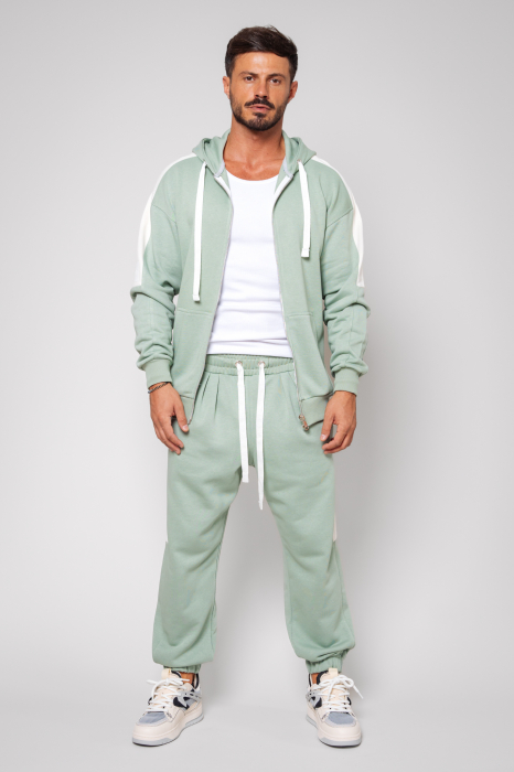Set Breez Duo hanorac cu fermoar si pantalon Oversized Light Olive [2]