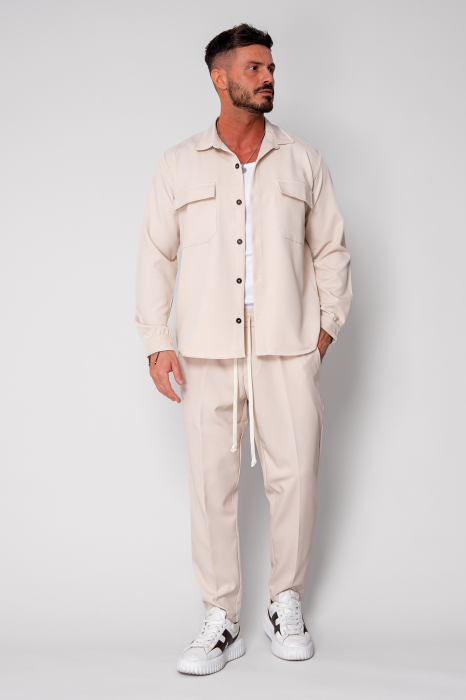 Set Camasa cu buzunare si pantalon lung Cream [2]