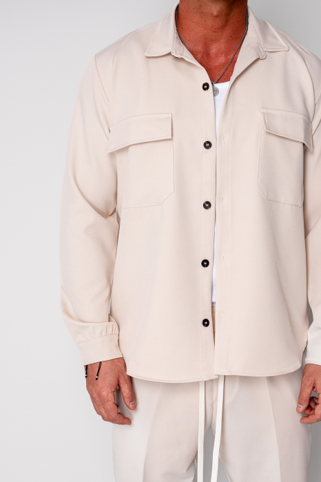 Set Camasa cu buzunare si pantalon lung Cream [5]