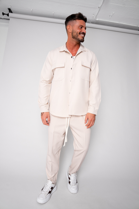 Set Camasa cu buzunare si pantalon lung Cream [1]
