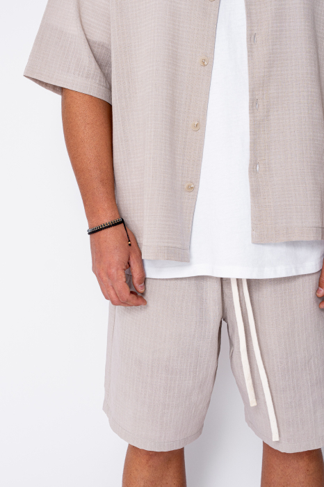 Set camasa cu maneca scurta si pantalon scurt Beige [5]
