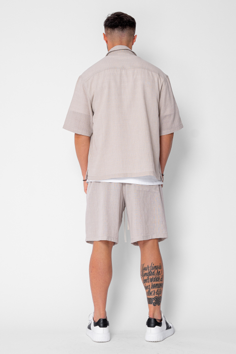 Set camasa cu maneca scurta si pantalon scurt Beige [4]