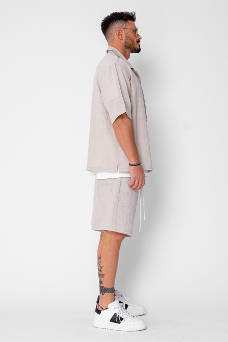 Set camasa cu maneca scurta si pantalon scurt Beige [3]