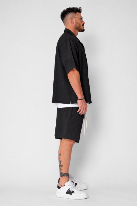 Set camasa cu maneca scurta si pantalon scurt Black [3]
