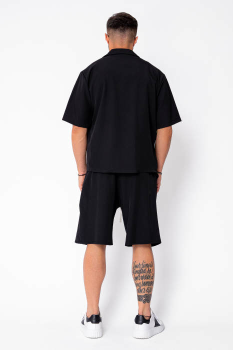 Set camasa cu maneca scurta si pantalon scurt Oversized Black [4]