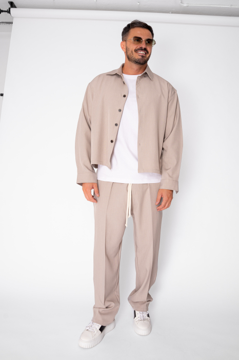 Set Camasa cu nasturi si pantalon lung Beige