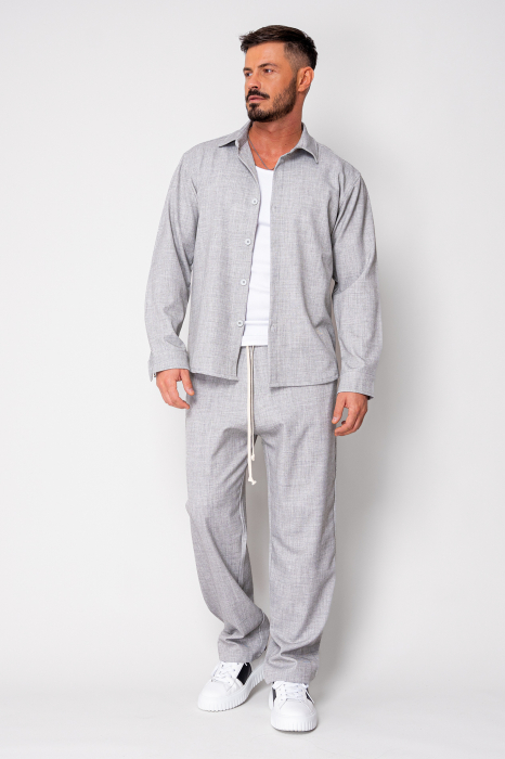 Set camasa cu nasturi si pantalon lung Light Grey [2]