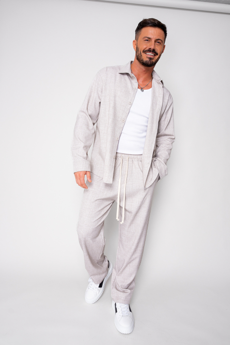 Set camasa cu nasturi si pantalon lung Light Beige [1]