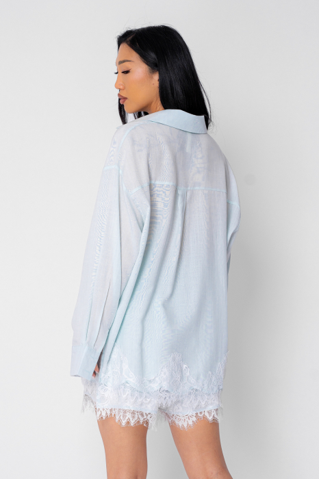 Mint Lace Long Sleeve Shirt and Short Pants Set [4]