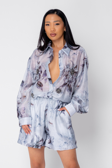Set Camasa maneca lunga si pantalon scurt Blue/Grey [2]