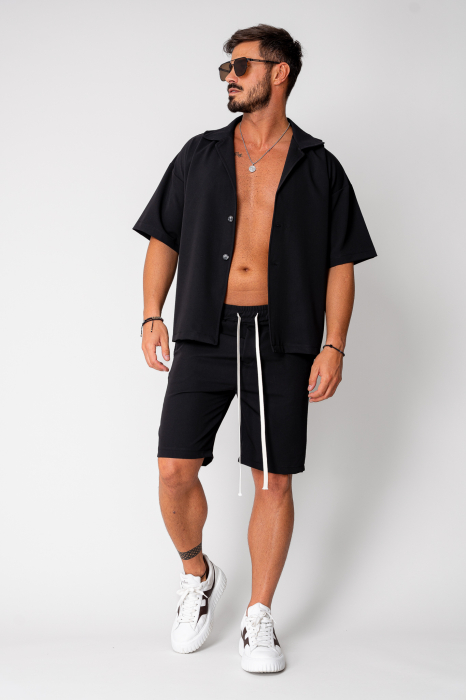 Set short sleeve oversized shirt and short pants Black [2]