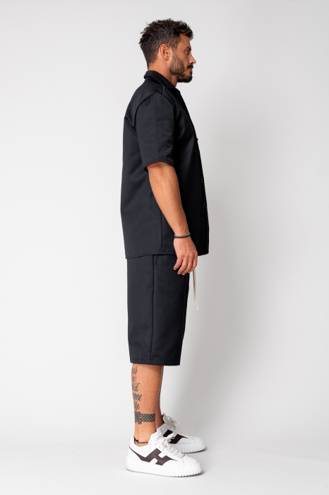 Set camasa maneca scurta si pantalon scurt Oversized Black [3]