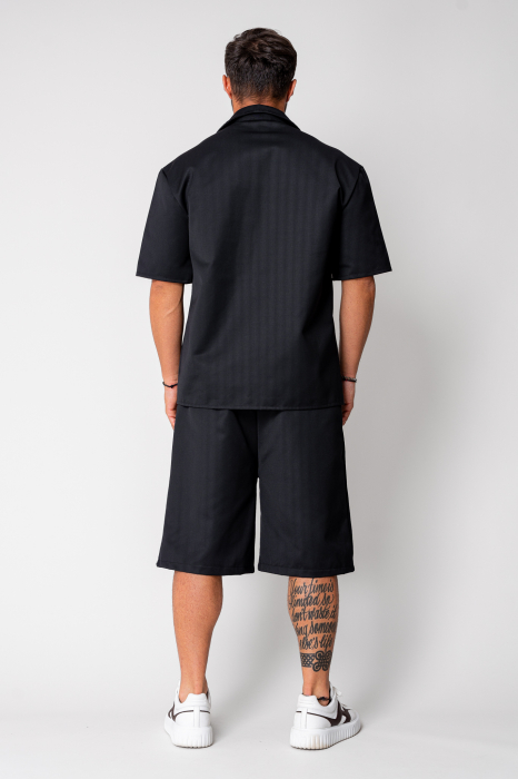 Set camasa maneca scurta si pantalon scurt Oversized Black [4]