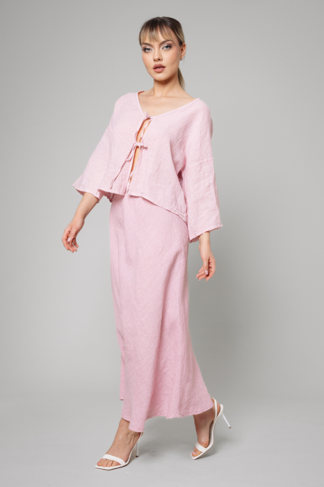 Set Linen Shirt and Long Skirt Rose Quartz [2]