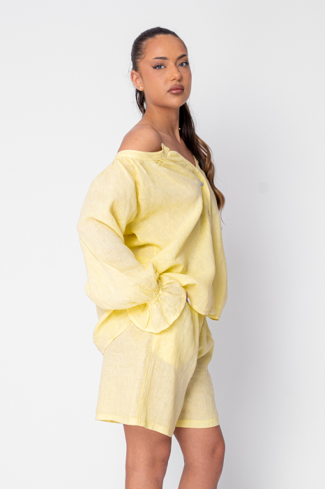 Set Camasa si Pantaloni scurti din 100% in Yellow [2]