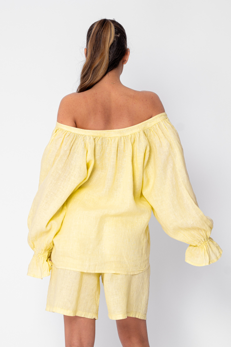 Set Camasa si Pantaloni scurti din 100% in Yellow [4]