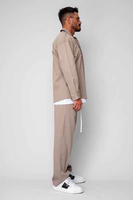 Beige Shirt and Long Pants Set [3]
