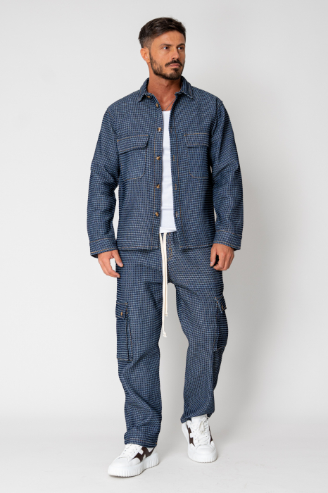 Set Camasa si Pantalon lung cargo Navy/White [2]