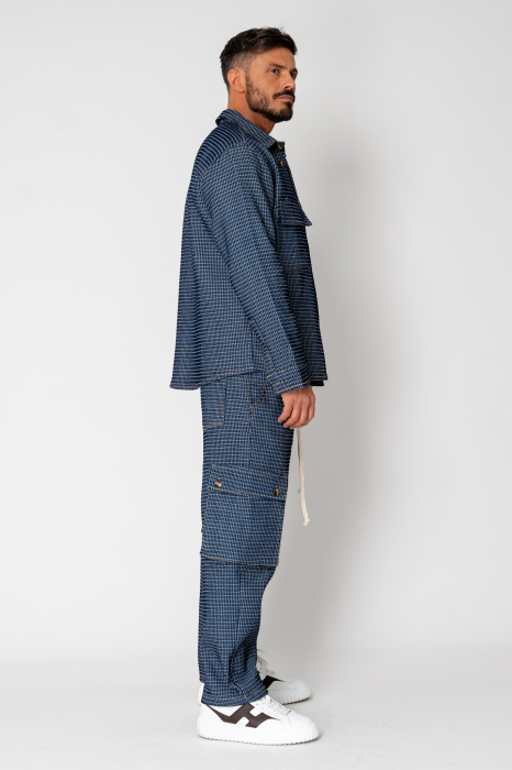 Set Camasa si Pantalon lung cargo Navy/White [3]