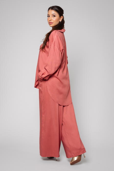 Gabrielle Powder Coral Shirt and Long Pants Set [3]