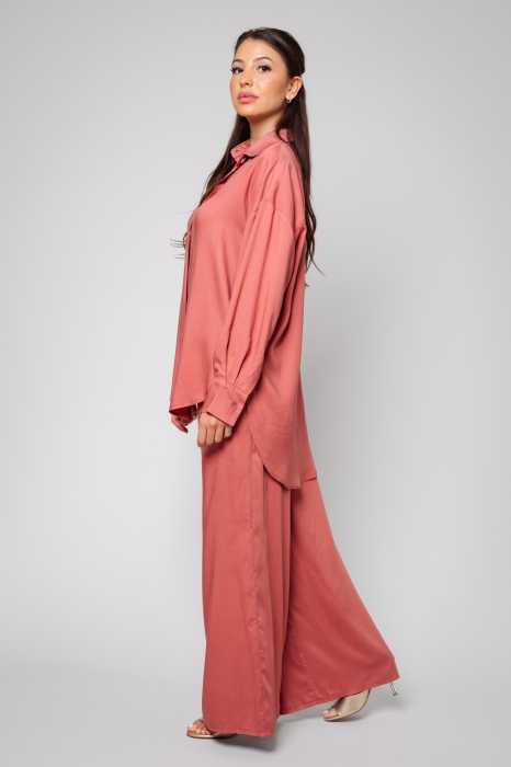 Gabrielle Powder Coral Shirt and Long Pants Set [2]