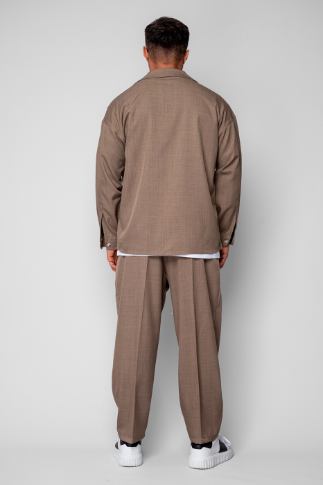 Set Camasa si pantalon lung cu snur Beige [4]