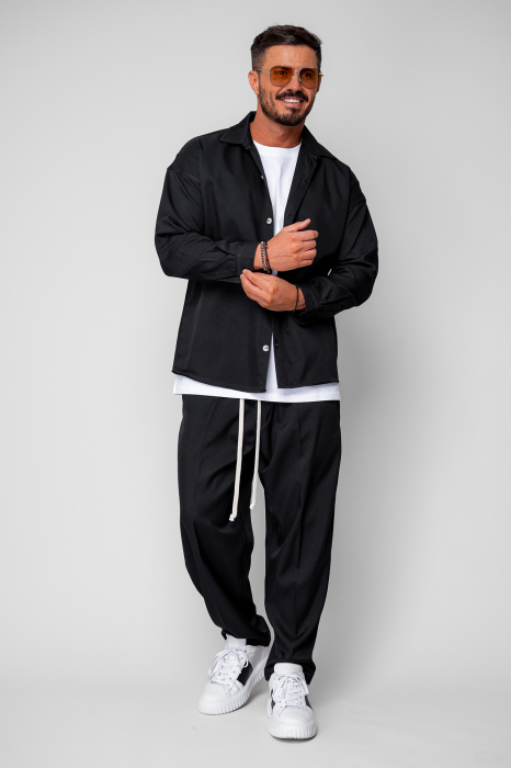 Set Camasa si pantalon lung cu snur Black [2]