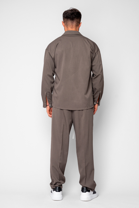 Set Camasa si pantalon lung cu snur Taupe [4]