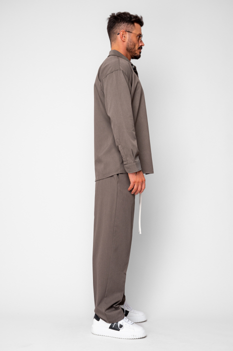 Set Camasa si pantalon lung cu snur Taupe [3]