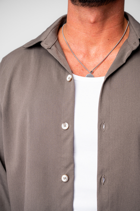 Set Camasa si pantalon lung cu snur Taupe [5]