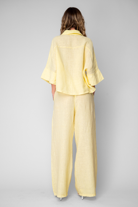 Set camasa si Pantalon lung din 100% in Light Yellow [3]