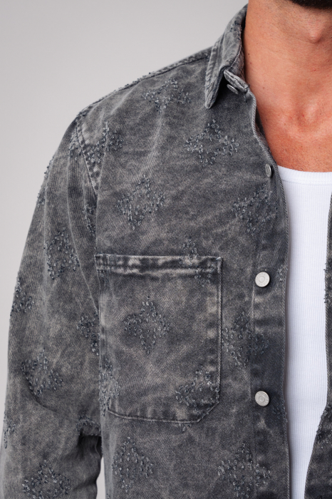 Black denim shirt and long pants set [4]