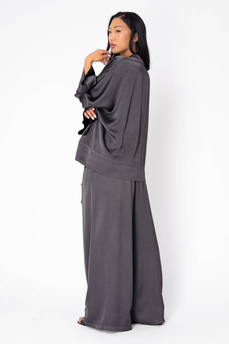 Set Shirt and Long Pants in Silk Micro Grey Anthracite [2]